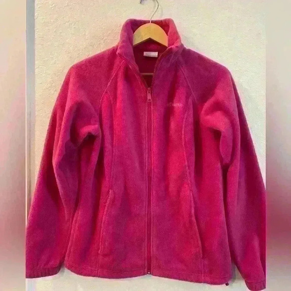 Columbia Hot Pink Fleece Zip Up Jacket Size Small - Picture 1 of 7